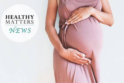 pregnant woman with healthy matters logo