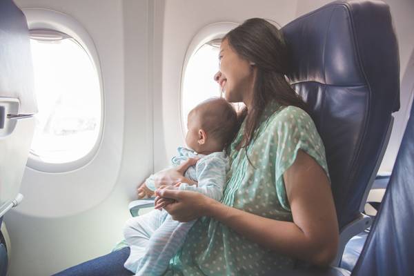airplane small baby and mother